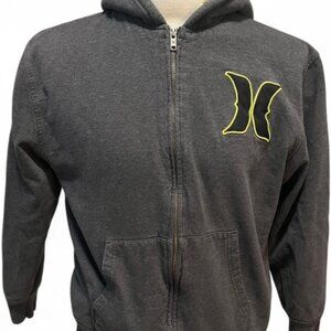 Kids XL Grey & Neon Yellow-Green Hurley Zip-Up